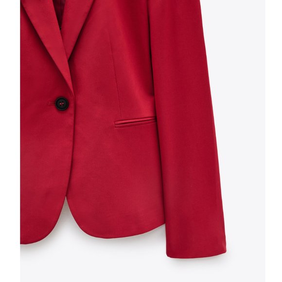 NWT Zara Tailored Single Button Red Blazer Jacket - Picture 4 of 11